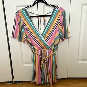 NWT size large Francesca’s Blue Rain romper